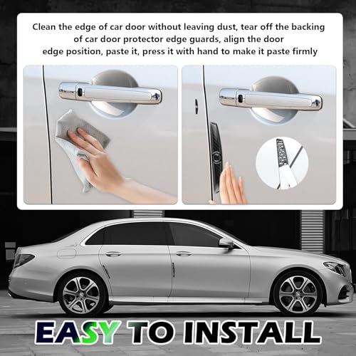 4PCS Carbon Fiber Car Door Edge Protector | Thickened Shark Blade Shape,Self-Adhesive Anti-Scratch Car Door Protector Edge Guard