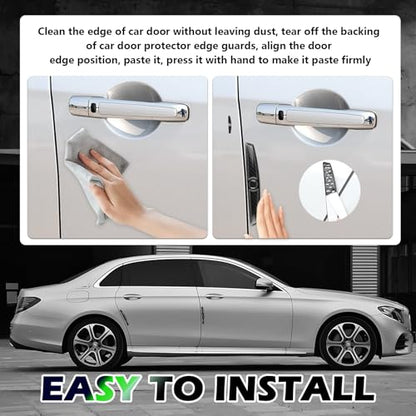 4PCS Carbon Fiber Car Door Edge Protector | Thickened Shark Blade Shape,Self-Adhesive Anti-Scratch Car Door Protector Edge Guard