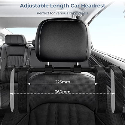Adjustable Car Headrest Pillow, Road Pal Headrest, U-Shaped Travel Sleeping Pillow for Kids & Adults, Head Neck Support Only Suitable for Car Seat Headrest with Poles, Black - color: Black