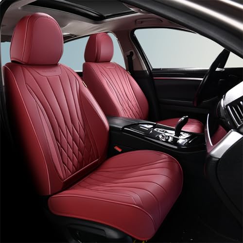 FLORICH Car Seat Covers, Universal Front Seat Covers, 2-Seater Waterproof Nappa Leather Car Seat Covers, Automotive Seat Covers Car Seat Protector Fit for Most Cars - Red - color: Red, size: Frontpair