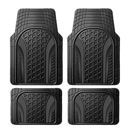 Heavy Duty Rubber Car Mats Carbon Fiber Design (Graphite Gray), 4-Piece Deep Waterproof Floor Mats Set (Front & Rear Full Set), All Weather Universal Trim to Fit Automotive SUV Sedan Truck - color: Graphite Gray, size: Carbon Fiber