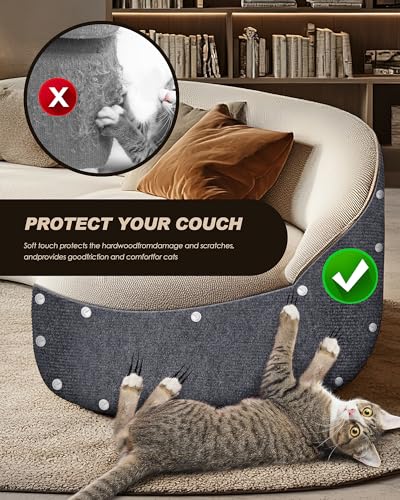 Cat Scratch Furniture Protector, Trimmable Self-Adhesive Carpet, DIY Climb Cat Scratcher Mat for Covering Cat Tower and Couch Protector from Cat Claws (78.7x15.8in Dark Gray) - color: Dark Gray