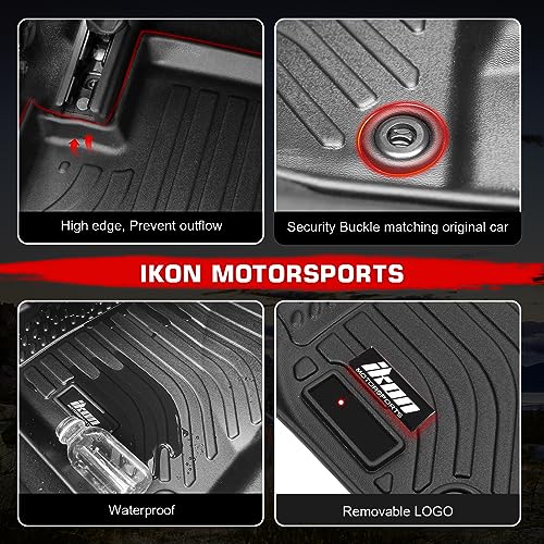 IKON MOTORSPORTS 3D TPE Floor Mats, Compatible with 2025-2026 Audi Q6 e-tron & SQ6 e-tron, All Weather Waterproof Non-Slip Floor Liners, Front & 2nd Row Full Set Car Interior Accessories, Black 3PCS