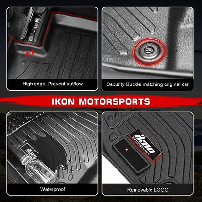 IKON MOTORSPORTS 3D TPE Floor Mats, Compatible with 2025-2026 Audi Q6 e-tron & SQ6 e-tron, All Weather Waterproof Non-Slip Floor Liners, Front & 2nd Row Full Set Car Interior Accessories, Black 3PCS