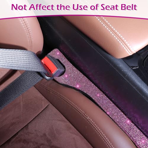 Briwill Pink Car Seat Gap Filler, Set of 2 Pink Bling Car Gap Filler Universal Fit for Car SUV Truck, Handmade Crystal Rhinestone Diamond Pink Bling Car Accessories for Women(Pink) - color: E-Pink