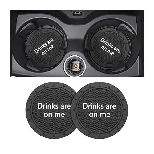 2 Pack Car Cup Holder Coasters, 2.75 Inch Non-Slip PVC Insert Cup Coaster, Anti-Scratch Auto Cup Mats for Women Men, Vehicle Interior Accessories Universal for Car, SUV, Truck (B Black/2PCS) - color: B Black/2PCS
