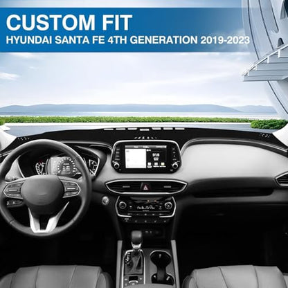 KUST Black Dash Cover for Hyundai Santa Fe 2019 2020 2021 2022 2023 Left Hand Driving Dashboard Cover Polyester Non-Slip Interior Accessories for Santa Fe Sunshade Windshield No Glare - size: Santa Fe 19-23(black)