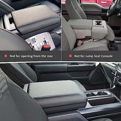 INTGET Center Console Cover for 2025 2026 Ford F150 Accessories Interior 2021 2022 2023 2024 Car Middle Arm Rest Armrest Lid Seat Cover Protector Elbow Cushion Pad(Black Stitches, 2021-2026)