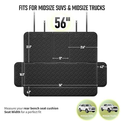 Dog Car Seat Cover for Back Seat, Waterproof 600D Oxford Protector for Travel and Daily Use, Non Slip Scratch Resistant Bench Cover, Easy to Clean, Fits Midsize SUVs/Trucks, 56 Inch