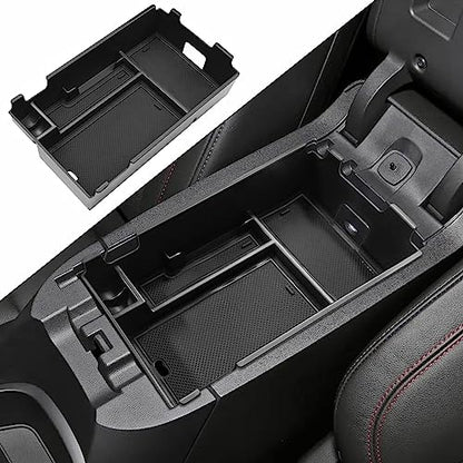 Center Console Organizer Tray Compatible with Chevy Equinox 2018 2019 2020 2021 2023 2024 Accessories, Armrest Insert Secondary Storage Box (Not Fit 2025 2026) Black Trim - color: black