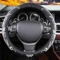 White Embroidery Butterfly Car Steering Wheel Cover,14.5-15 Inch Universal Leather Covers Breathable Anti-Slip Odorless Steering Wheels Accessories for Men Women - color: White Embroidery