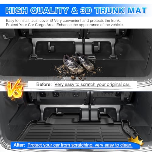 Sienna Cargo Liner - Trunk Mat for Toyota Sienna 2021-2026, All Weather Cargo Mat for Sienna Accessories, Heavy Duty Car Mats, Car Accessories - size: 2)Toyota Sienna 21-25