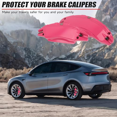 Brake Caliper Covers Compatible with Tesla Model Y Juniper 2025-2026, 19 20 Inches Front and Rear Brake Wheel Hub Brake Caliper Covers 4 Pcs For Model Y Juniper Accessories Beetroot Purple - color: Beetroot Purple