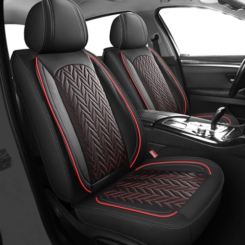 Car Seat Covers Full Set,Seat Covers for Cars Universal Seat Covers Waterproof Vehicle Seat Covers Faux Leather Car Seat Protector Front Seats and Rear Seat Cover Set (Full Set, Black and Red) - color: Black And Red, size: 5PCS Full Set