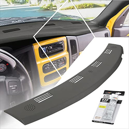 Gray Dash Defrost Vent Grille Cover Cap Overlay Compatible with 02-05 Dodge Ram Truck 1500