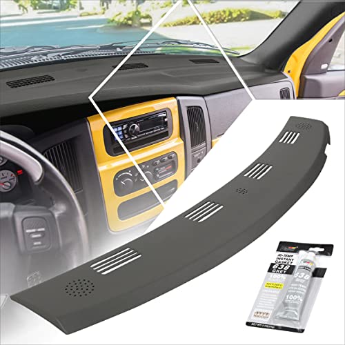 Gray Dash Defrost Vent Grille Cover Cap Overlay Compatible with 02-05 Dodge Ram Truck 1500