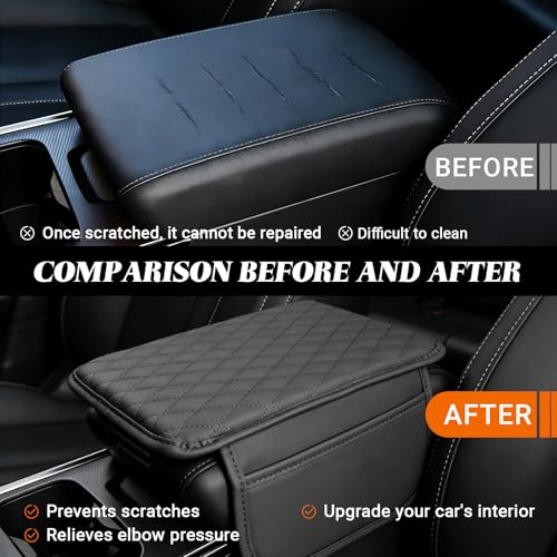 Car Center Console Cover, Upgraded Microfiber Car Armrest Cover Cushion, with 2 Storage Bags Scratch, Resistant Leather Cars Armrest Storage Box Universal Vehicles Accessories (Gray) - color: Gray