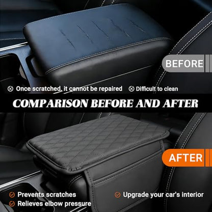 Car Center Console Cover, Upgraded Microfiber Car Armrest Cover Cushion, with 2 Storage Bags Scratch, Resistant Leather Cars Armrest Storage Box Universal Vehicles Accessories (Gray) - color: Gray