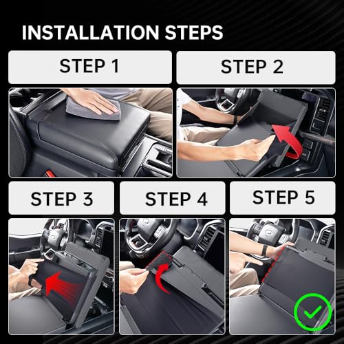 F150 Center Console Cover/Pad Fit 2021 2022 2023 2024 2025,Faux Leather Ford f150 Armrest Mat,Ergonomic Support Cushion,Console Protector,Waterproof Wear-Resistant Scratch-Resistant