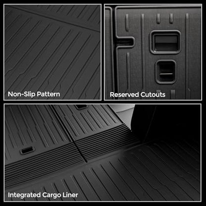 Cargo Mat for 2025 2026 Tesla Model Y Juniper Accessories (Not fit Standard), Full Coverage All Weather Trunk Cargo Liner with Backrest Protectors for Model Y 5 Seats