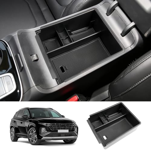 Center Console Organizer Compatible with 2025 2026 Hyundai Tucson SEL/SE Armrest Storage Box Armrest Console Organizer 2025 Tucson Accessories (ONLY FOR TUCSON SEL/SE/XRT,NOT FOR PHEV&Limited&N-Line) - color: for Automatic 2025 2026 Tucson SEL/SE/XRT Blac