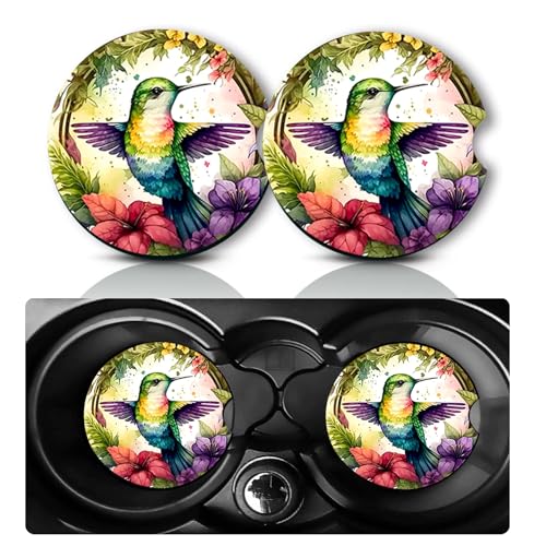 Car Coasters for Cup Holders,2 PCS Universal Non-Slip Hummingbird Car Coasters,2.75" Rubber Mat,Hummingbirds Cars Accessories Cup Drink Holder Coaster Decor Gifts for Women,Men,Mom - color: Hummingbird
