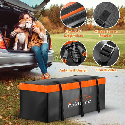 Hitch Mount Cargo Carrier Bag, 20 Cubic Feet 100% Waterproof Car Tray Luggage Bag (59" 24" 24") with 6 Reinforced Straps + 1 Combination Lock, Fits for All Vehicles with Steel Trailer Basket - size: 20 Cubic Feet