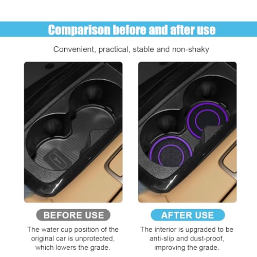 2PCS Car Cup Holder Coasters, 2.75 Inch Auto Non-Slip Anti Dust Cup Mats, Console Cup Holder Insert Coaster Auto Insulated Mats, Universal Interior Accessories for Most Cars (Purple) - color: Purple