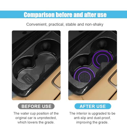 2PCS Car Cup Holder Coasters, 2.75 Inch Auto Non-Slip Anti Dust Cup Mats, Console Cup Holder Insert Coaster Auto Insulated Mats, Universal Interior Accessories for Most Cars (Purple) - color: Purple