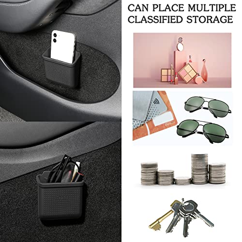 for Tesla Model 3 Model Y Accessories Center Console Organizer Tray Storage Box Cell Phone Pocket Silicone Hook Bag Sunglasses Holder Coin Case for Flocking - size: Center Console Tray