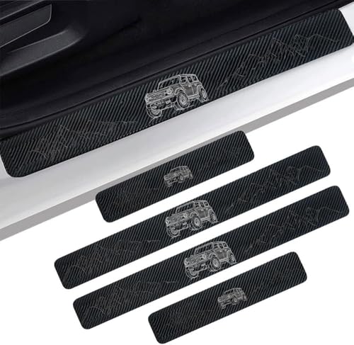 4PCS Carbon Fiber Door Sill Protectors Front/Rear Anti-Scratch Entry Guard (Door-Gray) - color: door-gray