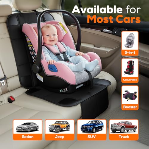 Car Seat Protector for Child Baby Car Seat,600D Waterproof Car Seat Cover with Thick Padding, Non-Slip Backing and Mesh Storage Pockets - size: 1 Pack