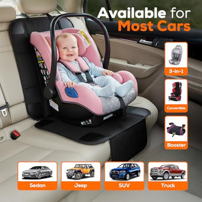 Car Seat Protector for Child Baby Car Seat,600D Waterproof Car Seat Cover with Thick Padding, Non-Slip Backing and Mesh Storage Pockets - size: 1 Pack