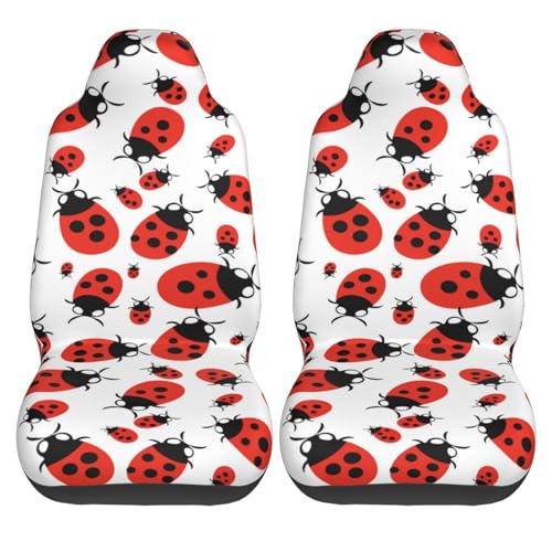 Red Ladybug Front Seat Covers 2 Pack, Vehicle Seat Protector Car Mat Covers, Fit Most Bucket Seats - color: Red Ladybug