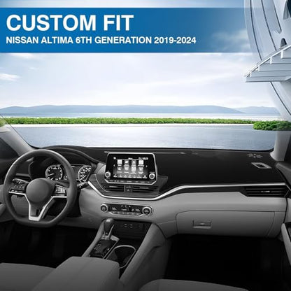 KUST Black Dash Cover for Nissan Altima 2019-2024 2025 2026 (Without HUD) Polyester Dashboard Cover Non-Slip Center Console Dash Cover Interior Accessories for Nissan Altima Sunshade No Glare - size: Altima 19-26(Black)