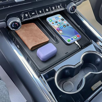 Front Center Console Organizer Tray Compatible with 2025 2026 Chevy Suburban/Tahoe Accessories Interior Console Compartment Cover Hidden Organizer (Full Console w/Bucket Seats Only)