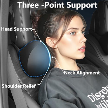 Car Headrest Pillow for Neck Support Memory Foam Car Neck Pillow Universal Fit Head Rest Travel Pillow Car Pillow for Pain Relief While Driving Black 2pc - size: Silky Headrest Black 2pc