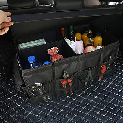 Tianle Car Trunk Organizer - Collapsible Trunk Organizer with Foldable Cover Aluminium Alloy Handle Reflective Strip for Auto, SUV, Truck, Minivan (S Black) - color: S Black