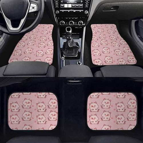 Anime Pig Love Pink Automotive Floor Mats Front and Rear Car Mat Carpet Set 4 Pcs Fit for SUV,Vans,sedans,Trucks - color: Anime Pig Love Pink