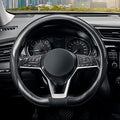SEG Direct Flat Bottom Steering Wheel Cover Carbon Fiber, D Shaped Car Wheel Cover 14 1/2-15 in. (37-39 cm), Black Microfiber Leather with Carbon Fiber Pattern - color: 2. Black with Carbon Fiber, size: Standard size[14 1/2''-15'']