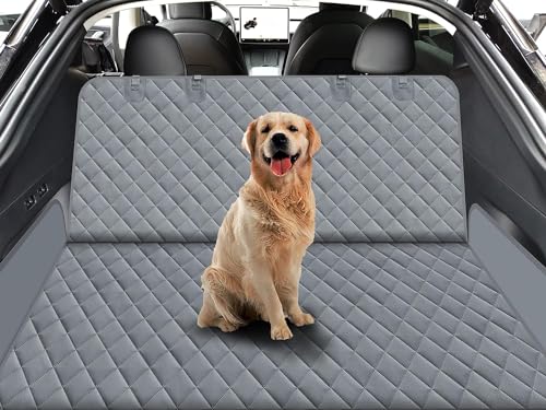 GXT Dog Back Seat Cover Protector for Cars SUV and Trucks with Mesh Window, Scratchproof Nonslip and Waterproof Material - color: Grey, style: Seat Cover and Dog Seat Belt