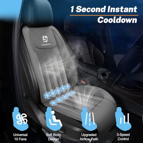Cooling Car Seat Cover with 2 Powerful Turbo Fans，12V-24V Ventilated Cooling Car Seat Cushion，3-Speed Adjustable Breathable Cooling Seat Cover for Car SUV Truck Universal Fit (Grey) - color: Grey