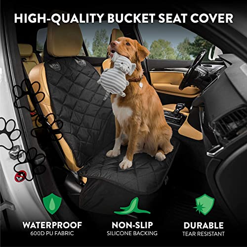 Premium Bucket Car Seat Protector | Diamond Stitching | Washable & Waterproof Front Seat Dog Cover Car, Truck, & SUV | Nonslip, Tear Resistant Pet Passenger Seat Cover | Black - color: Black