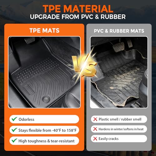 Floor Mats for Dodge Challenger RWD 2015-2023 (Not for AWD or 3.6L V6 Engine Models), Custom Fit Heavy Duty TPE All Weather Protection, Waterproof Non-Slip Black Car Liners (Two-Row Floor Mats) - style: 04) For Dodge Challenger RWD | 2015-2023 | 1st & 2nd