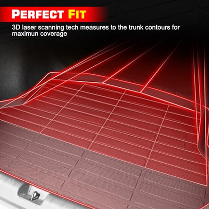IKON MOTORSPORTS TPE Cargo Trunk Liner, Compatible with 2019-2025 Cadillac XT4, Custom Fit All Weather Protection Heavy Duty Rear Trunk Tray Cargo Mats Protector, Black