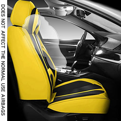 INZU Cute Rabbit Comfortable Leather Auto Car Seat Covers Front & Rear Seat Protector Fit Sedan SUV 5 Seats Full Set Universal Fit (Black Yellow) - color: Black Yellow
