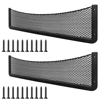 ABS Plastic Frame Automotive Cargo Nets Car Net Pocket Phone Car Mesh Net Holder RV Storage Boat Cargo Pocket Organizer Framed Mesh Net Pocket with Screws for Auto RV Net(2, 32 x 8 Inch) - size: 32 x 8 Inch