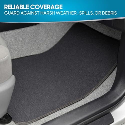 BDK MT-100-CC Classic Carpet Mats for Car SUV Van and Truck-Universal Fit Front and Rear Floor Protection with Heelpad (Gray Charcoal), Black - color: Black