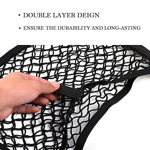 2 Pack Small Cargo Net Pocket Storage Mesh Net Elastic Automotive Cargo Nets Storage Pouch for Car Trunk Net, RV, Boat Storage Mesh Pocket Net with 8 Mounting Screws and Hooks (24 x 9.8 Inches) - size: 24 x 9.8 Inches