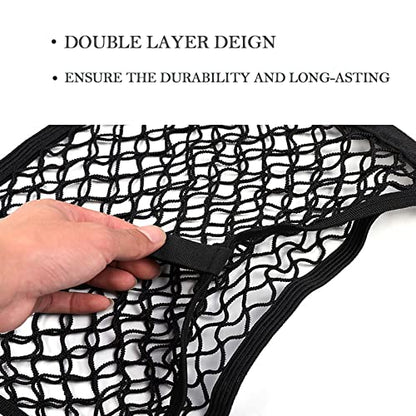 2 Pack Small Cargo Net Pocket Storage Mesh Net Elastic Automotive Cargo Nets Storage Pouch for Car Trunk Net, RV, Boat Storage Mesh Pocket Net with 8 Mounting Screws and Hooks (24 x 9.8 Inches) - size: 24 x 9.8 Inches
